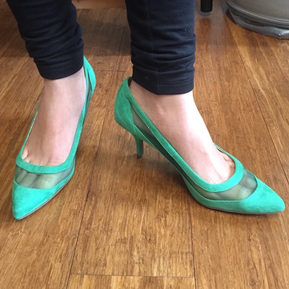Green Mesh Cutout London Rebel Heels