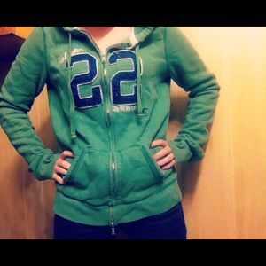 Green & Blue Hollister Zip Jacket