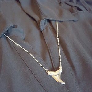 Silver tone shark tooth necklace