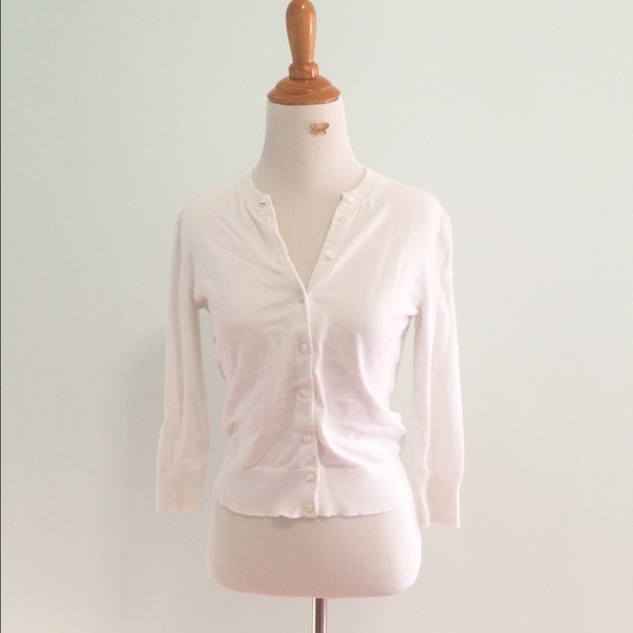 J CREW Cardigan Sweater White XS Fits S