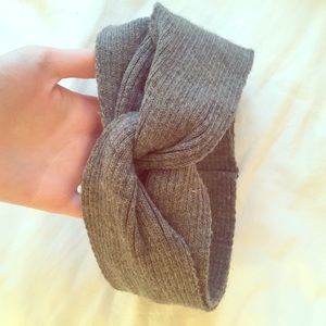 Grey 2 layer winter headband hat ear warmer