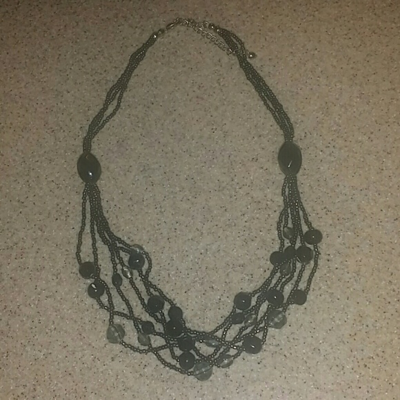 Black and grey glass bead necklace