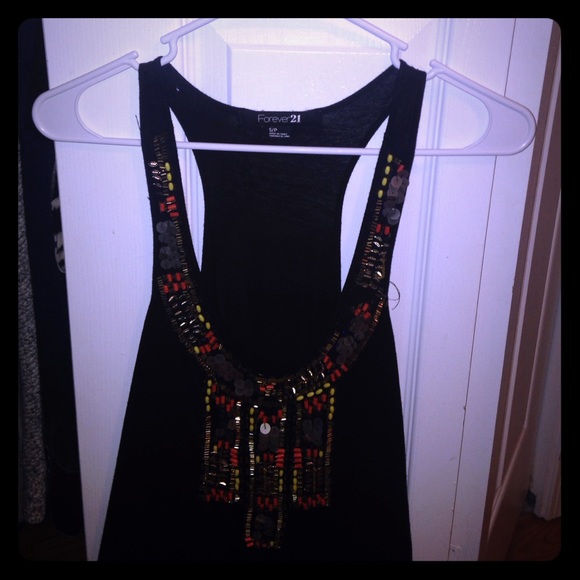 Beaded flowy tank top