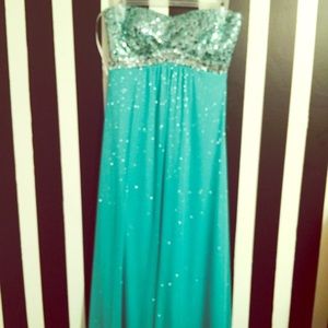 Long Teal Blue Dress!