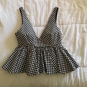 Zara SPRING2015 GINGHAM CROPPED PEPLUM TOP