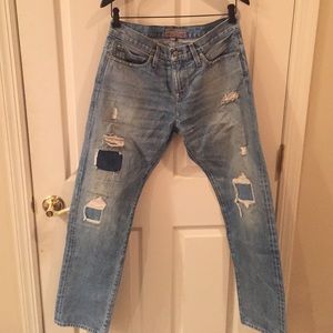 Patchwork boyfriend jean