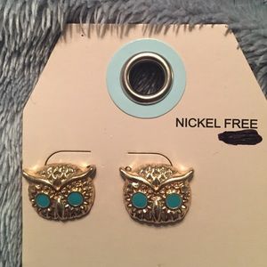 Turquoise/Gold Owl earrings