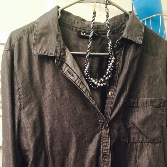 Grey denim button up shirt