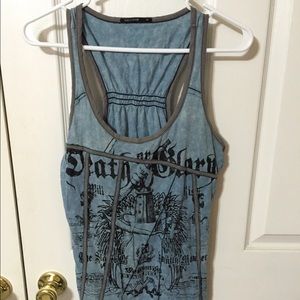 Blue graphic tank top