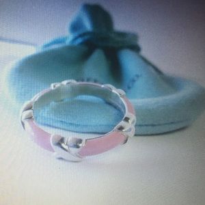 Tiffany Co RARE Pink Enamel Signature "X" Ring