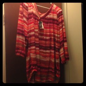 Multi colored striped peasant shirt