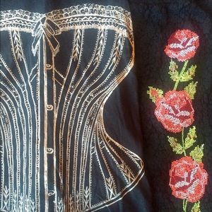 Black lace floral skirt & Cap sleeve corset tee