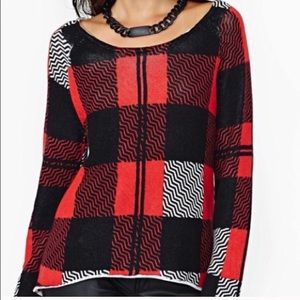 Nasty gal buffalo print plaid sweater