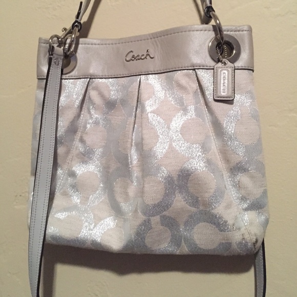 Silver metallic Coach bag