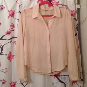 Lace and sheer blouse