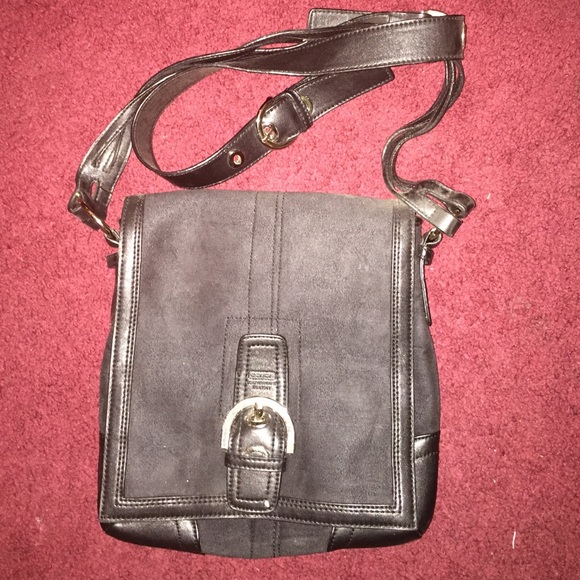 Coach shoulder bag. Black suede