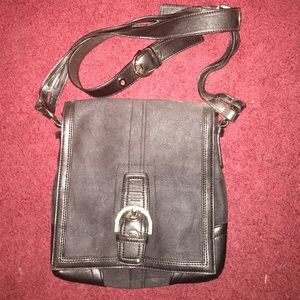 Coach shoulder bag. Black suede