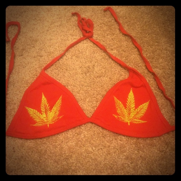 Pot leaf red bikini
