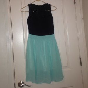 Black and mint dress