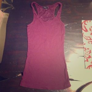 Express Ribbed Lace Racerback Tank Maroon size XS
