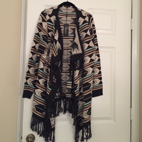Aztec fringe cardigan