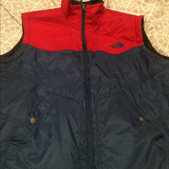 Men's Blue/Red reversible North Face Vest Size LG