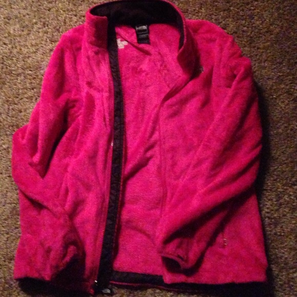 Fuzzy dark pink north face jacket - Picture 3 of 3
