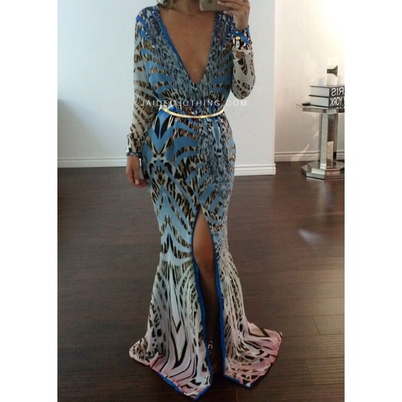 Blue chiffon maxi dress