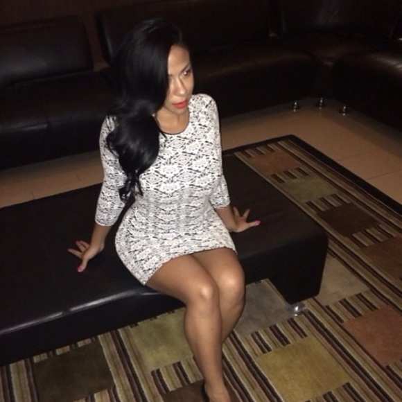 BEBE black and white tribal print dress