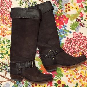 Frye boots, harness style, knee high with cuff