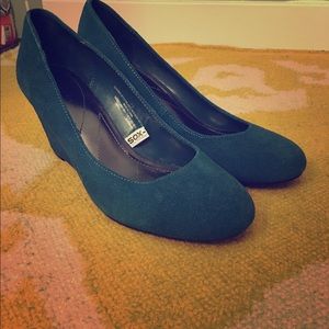 Teal Faux Suede Wedges