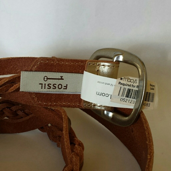 NWT Fossil Infinity Braid Leather Belt Gold main image 4