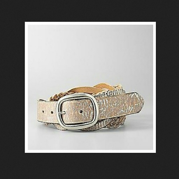 NWT Fossil Infinity Braid Leather Belt Gold