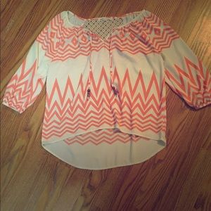 Coral and white blouse. Worn only a few times