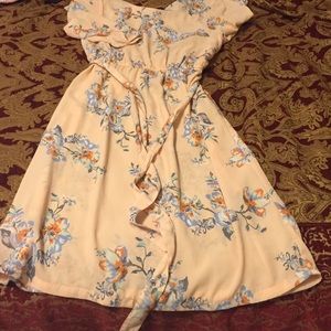 Pink Floral 3/4 sleeve dress