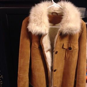Ugg waist-length faux fur lined coat