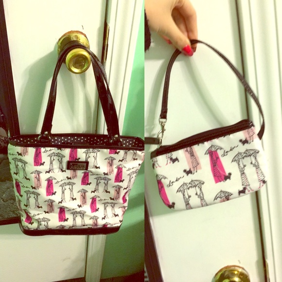 Pink & black polka dot purse/handbag