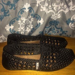 Black satin womens TOMS