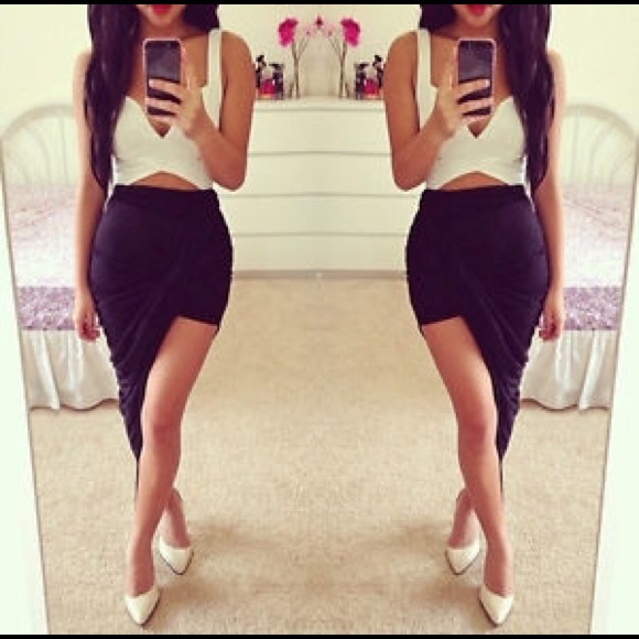 draped asymmetrical skirt