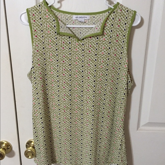 Green polka dot dressy tank