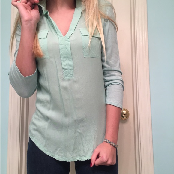 Seafoam Blouse with Pockets