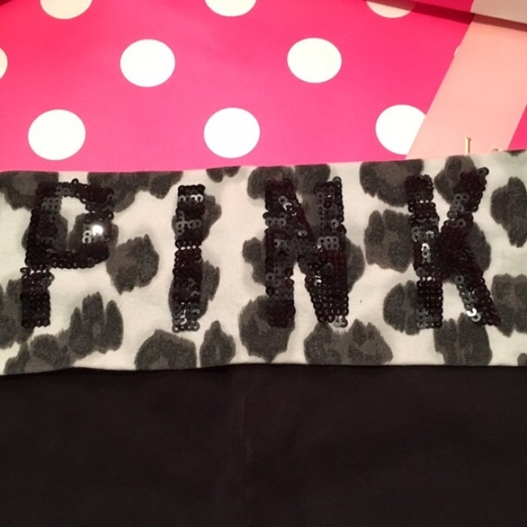 VS PINK Black/White Bling Logo Yoga Pants
