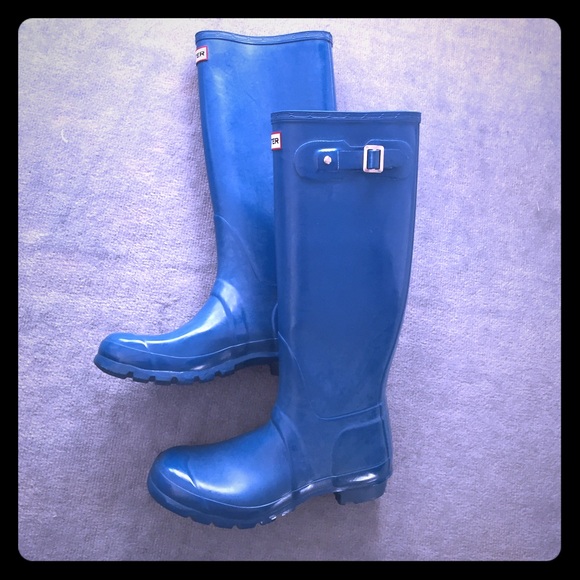 Hunter Shoes - Blue Original Gloss Tall Hunter Rainboots