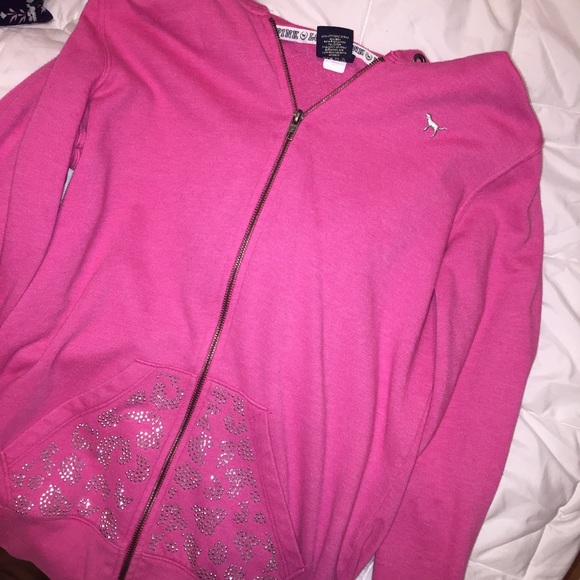PINK rhinestones zip up