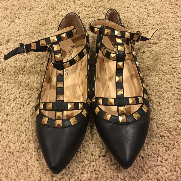 Love Culture Rockstar Studded Flats leather
