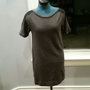 LOFT Grey Slip Dress with Black Lace