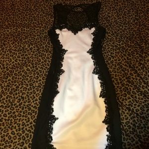 Black and white mesh dress