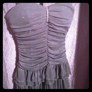 Strapless glittler gray dress