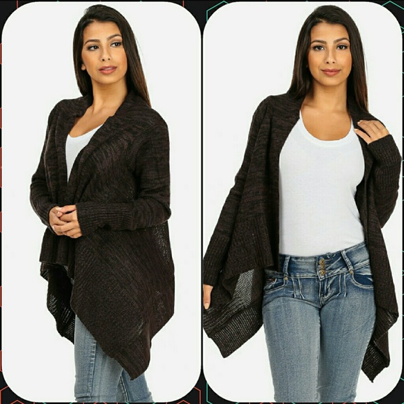 ASYMMETRICAL OPEN KNIT CARDIGAN
