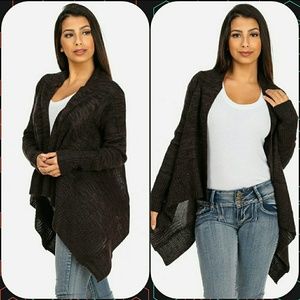ASYMMETRICAL OPEN KNIT CARDIGAN